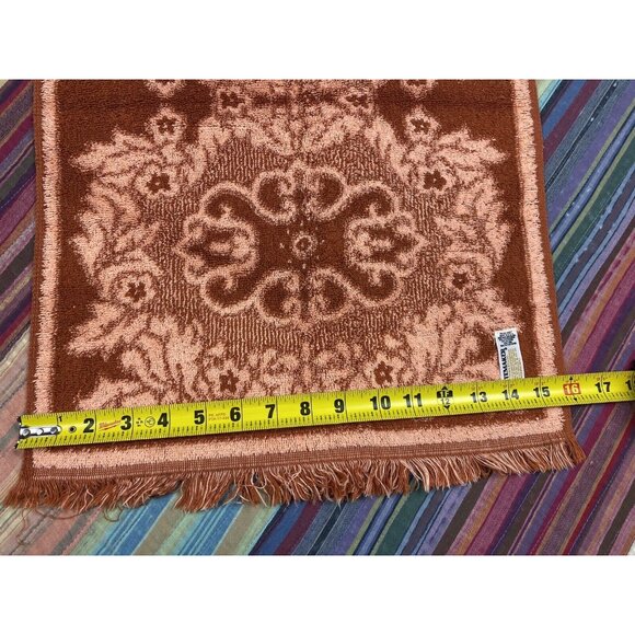 Vtg Tastemaker Orange Peach Sculpted Reversible Floral Hand Towel Washcloths - Picture 8 of 10